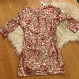 Sequined blush party dress